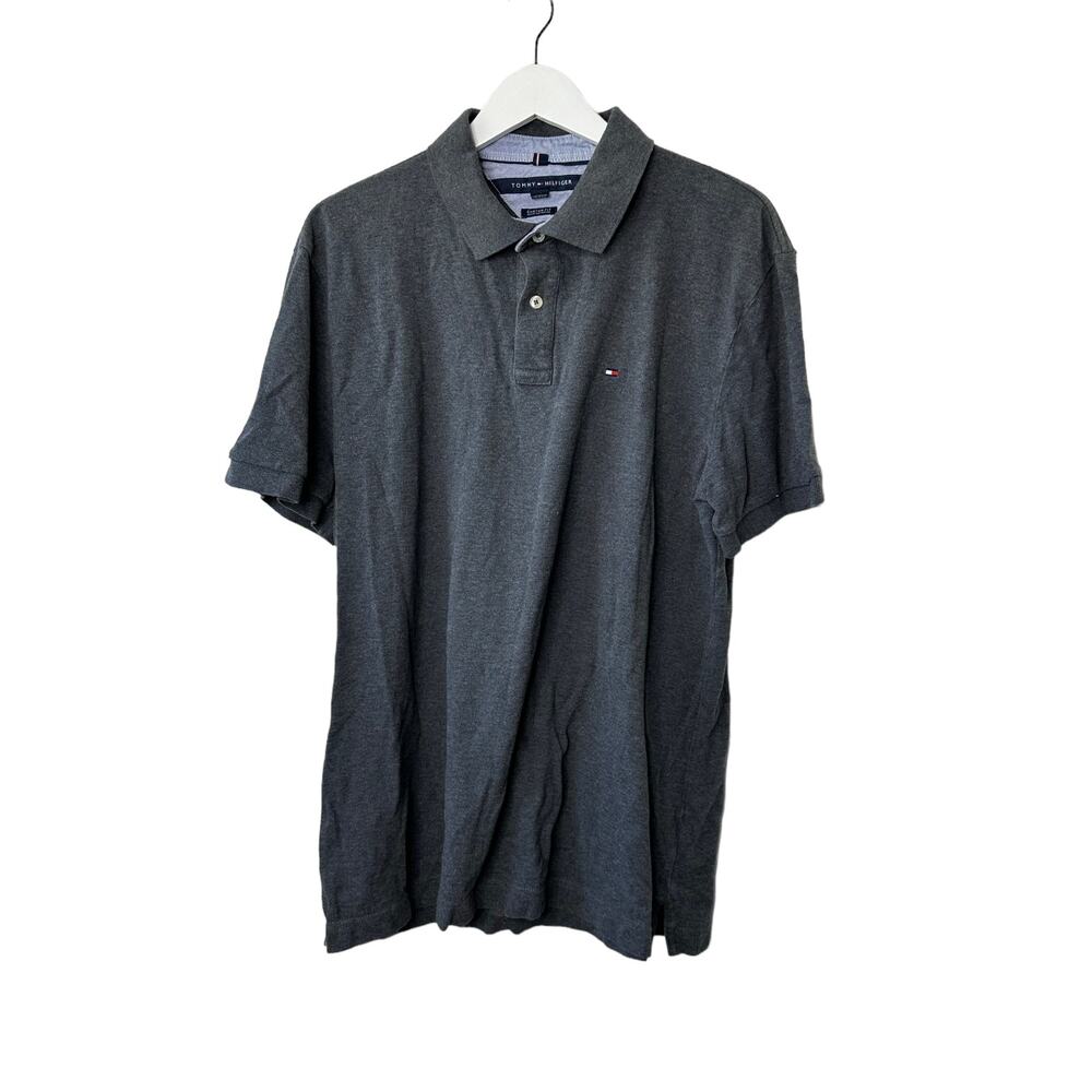 Tommy Hilfiger Gray Custom Fit  Short Sleeve Polo Shirt Men's Size XL